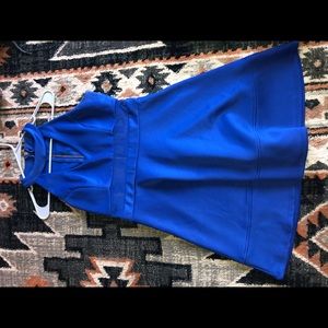 blue high neck dress